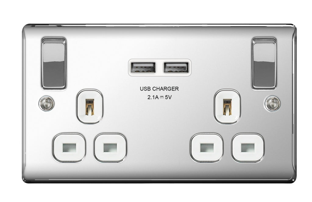 BG 13a 2 Gang Switch Socket & USB