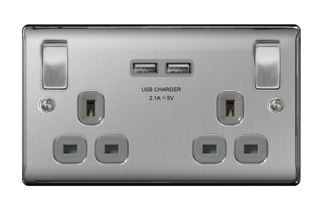BG 13a 2 Gang Switch Socket & USB