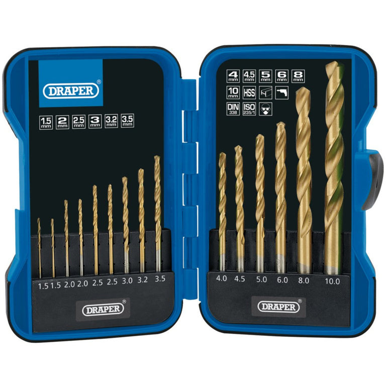 Draper Titanium Nitride Coated Hss Drill Bit Set 15 Piece