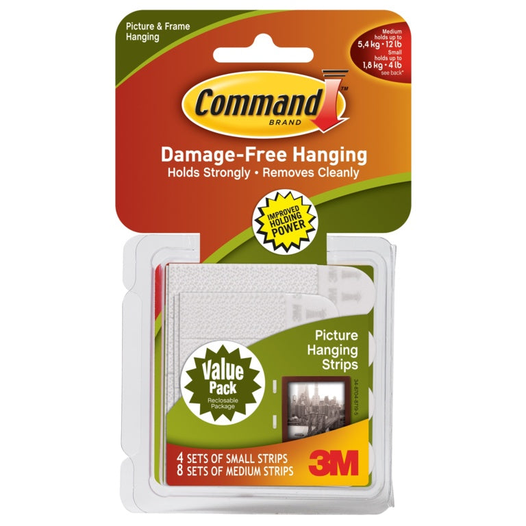 Command��� Small And Medium Picture Hanging Strips Value Pack 4 Sets Of Small Strips, 8 Sets Of Medium Strips