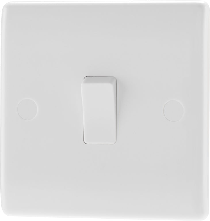 Bg 1 Way 1 Gang White Round Edge Switch 10a