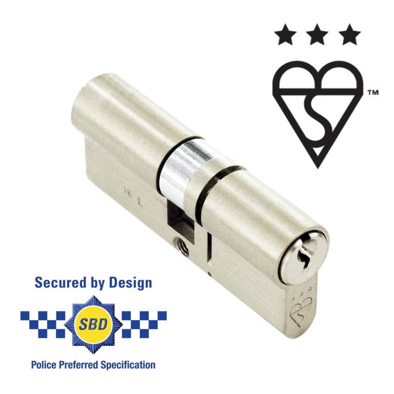 Smiths Locks Bs 3* Star Euro Nickel Cylinder 40 X 55