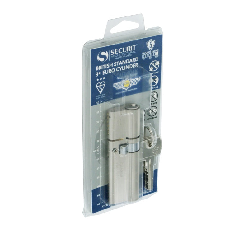 Smiths Locks 3* Star Euro Cylinder Nickel 45 X 50