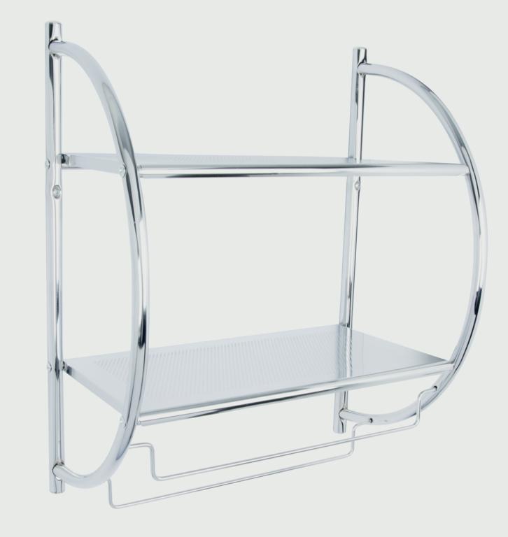 Croydex Wall Mounted Curved Shelf/Towel Rack Mild Steel/Chrome Finish