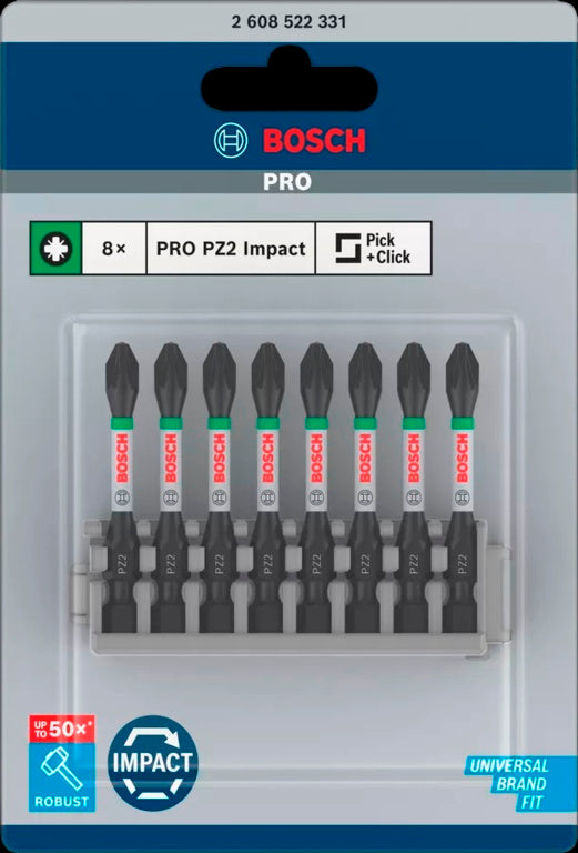 Bosch Impact Pz Power Bit 50mm 8 Pack