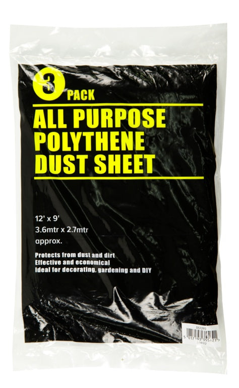 Supa Dec Clear Dust Sheet 12' X 9' Pack 3