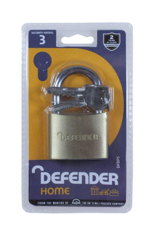 Defender Brass Padlock Branded 50mm