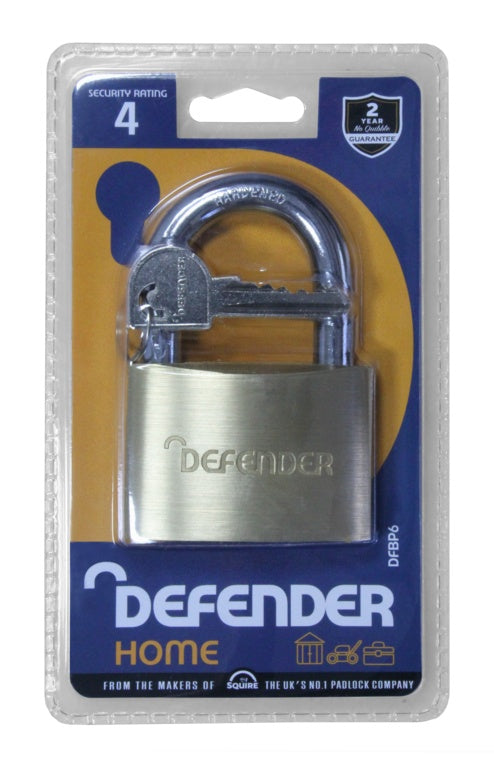 Defender Brass Padlock Branded 60mm
