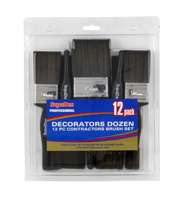 Supa Dec Decorators Dozen Contractors Brush Set 12 Pack