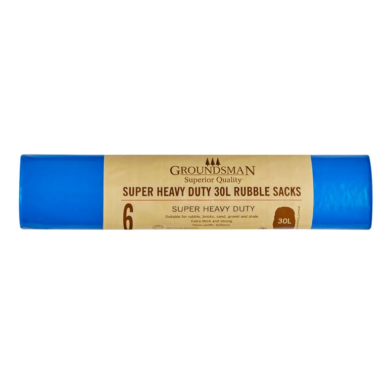 Groundsman Super Heavy Duty Rubble Sacks 30 L Roll Of 6