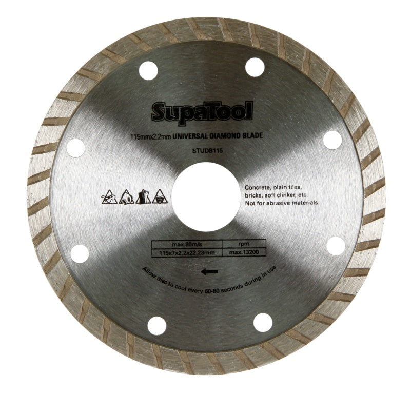 Supa Tool Universal Diamond Blade 115 X 7 X 2.2 X 22.23mm.
