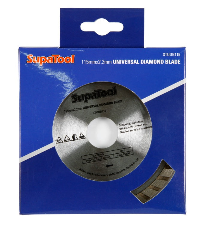 Supa Tool Universal Diamond Blade 115 X 7 X 2.2 X 22.23mm.