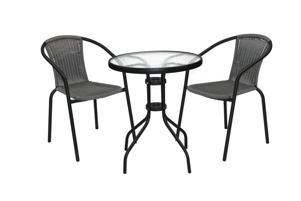 Supa Garden Rattan Bistro Set Grey/Black