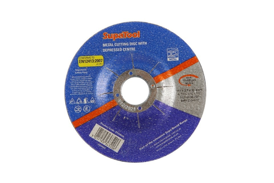 Supa Tool Metal Cutting Disc With Depressed Centre 115mmx2.5mm
