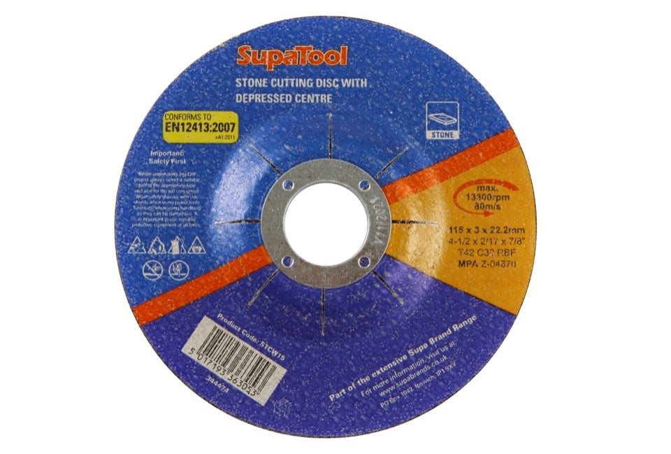 Supa Tool Stone Cutting Disc With Depressed Centre 115mmx3mm
