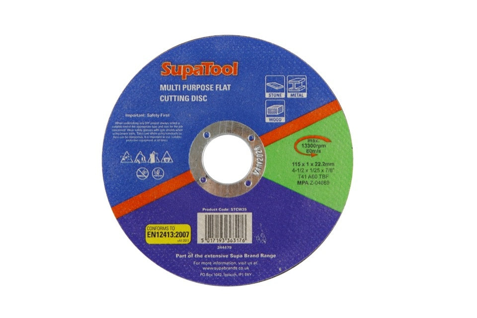 Supa Tool Multi Purpose Flat Cutting Disc 115mmx1mm