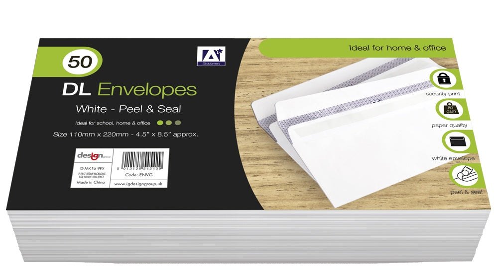 Anker Dl Peel & Seal Envelopes Pack 50 White