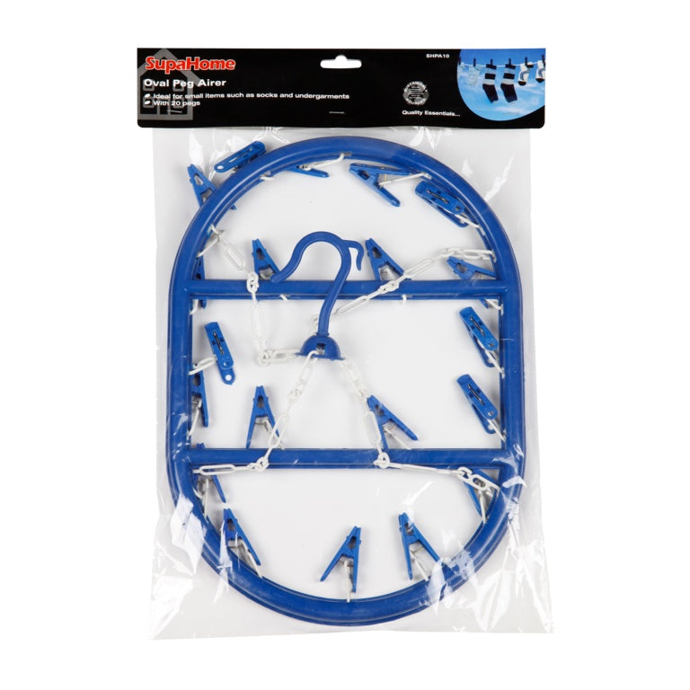 Supa Home Oval 20 Peg Blue Airer 43cm X 30cm
