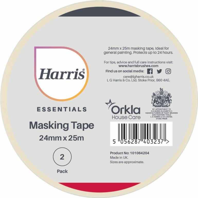 Harris Essentials Masking Tape Pack 2 24mm X 25m