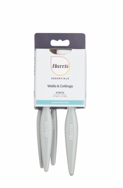 Harris Essentials Wall & Ceiling Paint Brush Set Pack 5