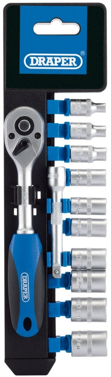 Draper 1/4" Sq Dr Metric Socket & Ratchet Set 12 Piece