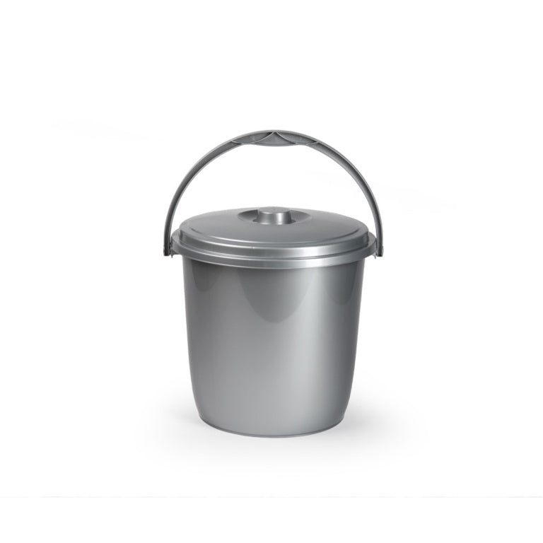 Plasticforte Silver Bucket & Lid 15 L