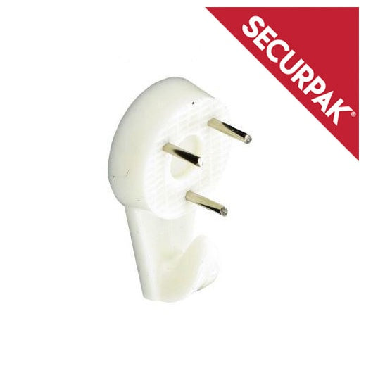 Securpak White Hard Wall Picture Hook 32mm Pack 4