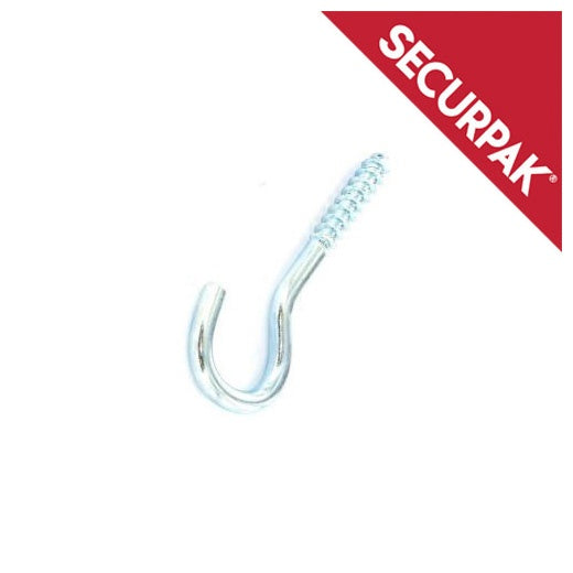 Securpak Zinc Plated Screw Hook 80mmx12 Pack 4