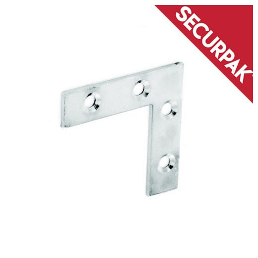 Securpak Zinc Plated Corner Plate 75mm Pack 2