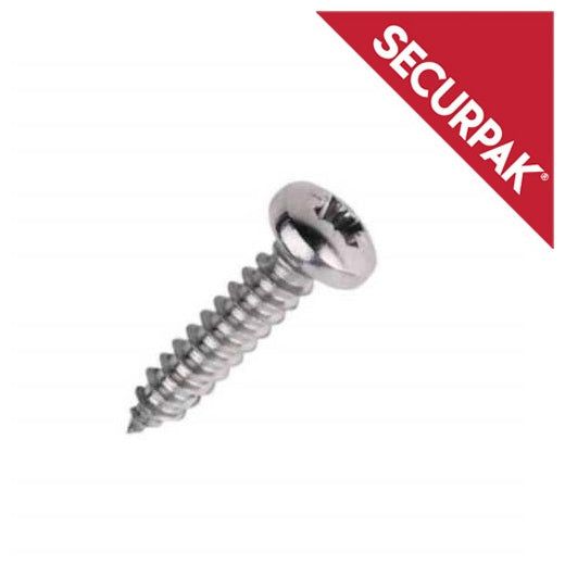 Securpak Pozi Pan Self Tapping Screws Zp 4 X 19mm Pack 30