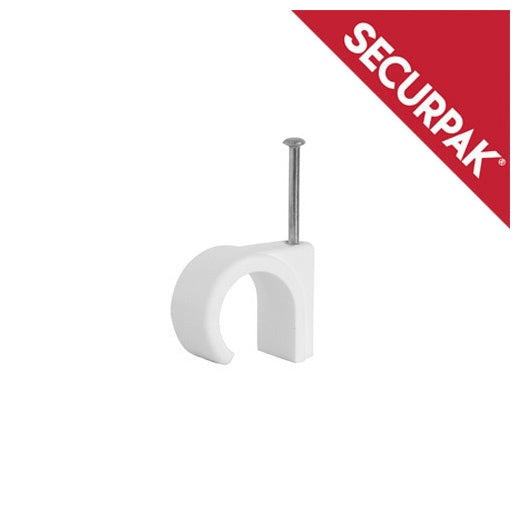 Securpak Round Bell Wire Cable Clips Pack 40 White