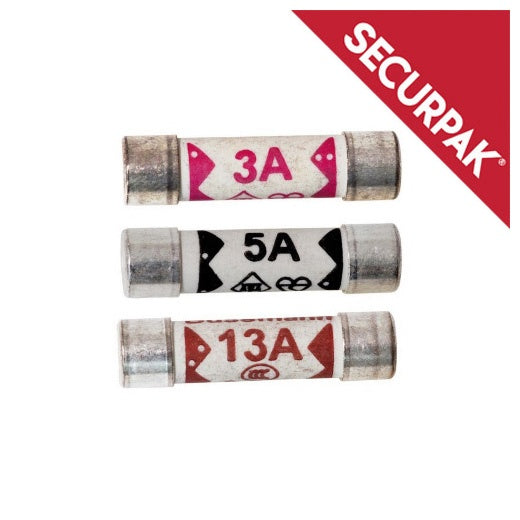 Securpak Mixed Fuses 3a 5a 13a Pack 3