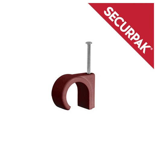 Securpak Round Cable Clips Pack 20 7.0mm Brown