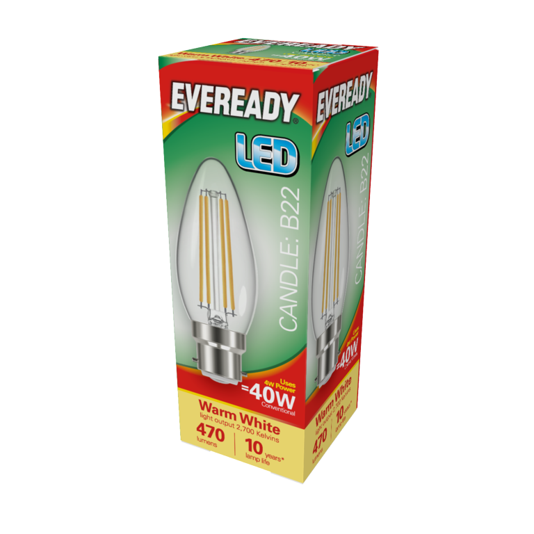 Eveready Led Filament Candle 470 Lm B22 Bc 4 W 27000 K