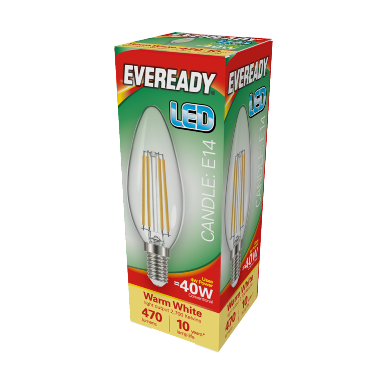 Eveready Led Filament Candle 470 Lm E14 Ses 4 W 27000 K