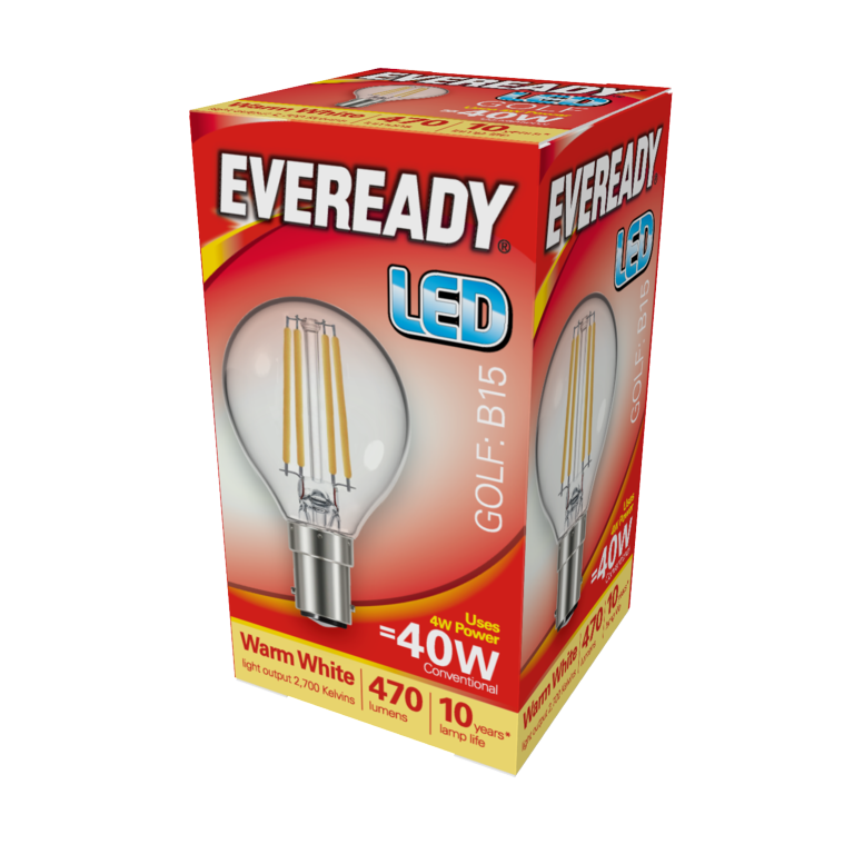 Eveready Led Filament Golf 470 Lm B15 Sbc 4 W 27000 K