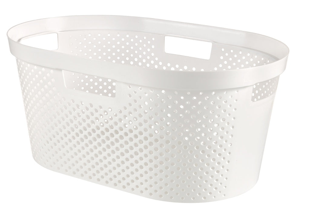 Curver Recycled Infinity Dots Laundry Basket 40 L White
