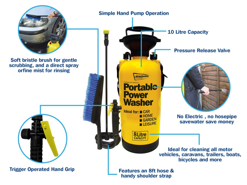 Streetwize Pressure Sprayer With Extra Brush 8 L