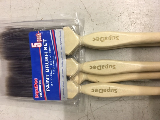 Supa Dec Maple Handle Paint Brush Set Pack 5