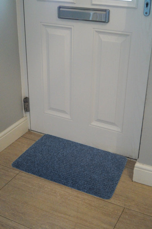 Groundsman Basic Ribbed Indoor Doormat 40 X 60cm Blue