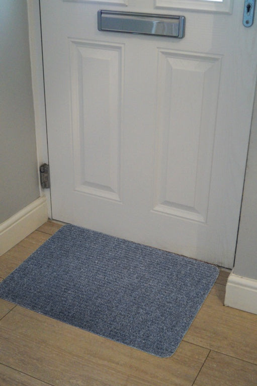 Groundsman Basic Ribbed Indoor Doormat 50 X 80cm Blue