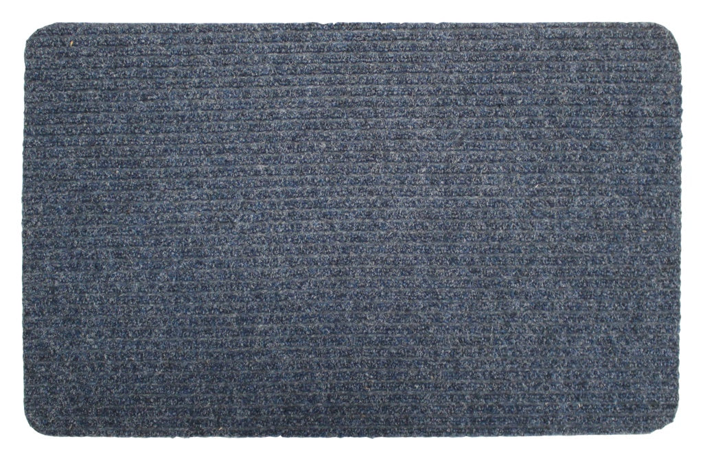 Groundsman Basic Ribbed Indoor Doormat 50 X 80cm Blue