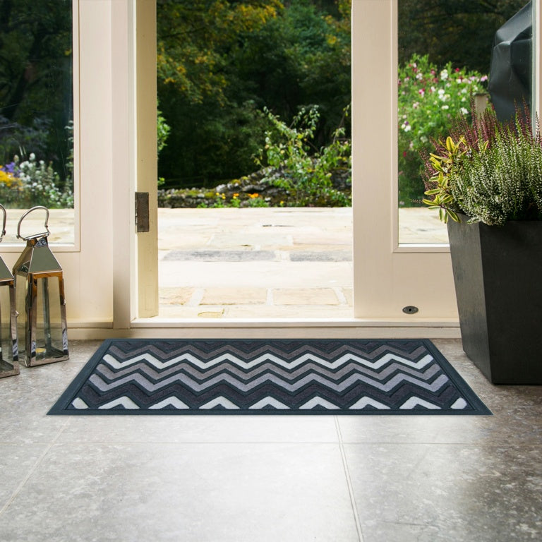 Groundsman Scrape N Sorb Mat 40 X 60cm Chevron Grey