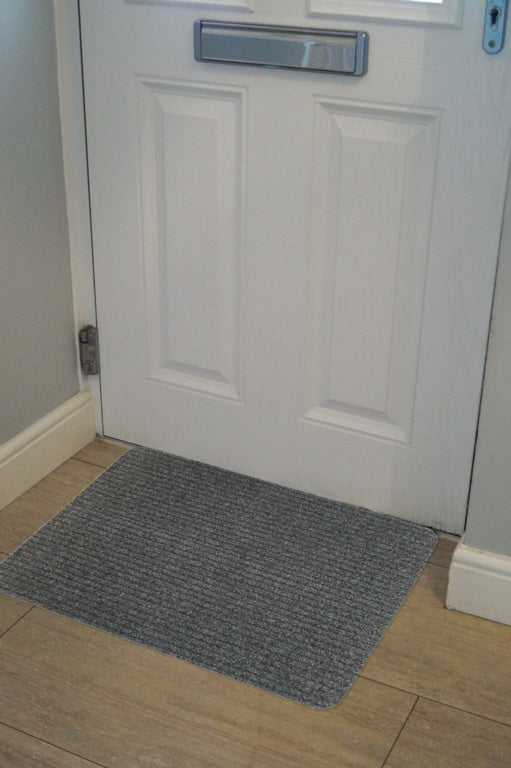 Groundsman Basic Ribbed Indoor Doormat 50 X 80cm Light Grey