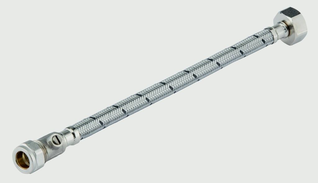 Securplumb Iso Flexi Tap Connector With Valve Pack 2 300 X 15 X 1/2"