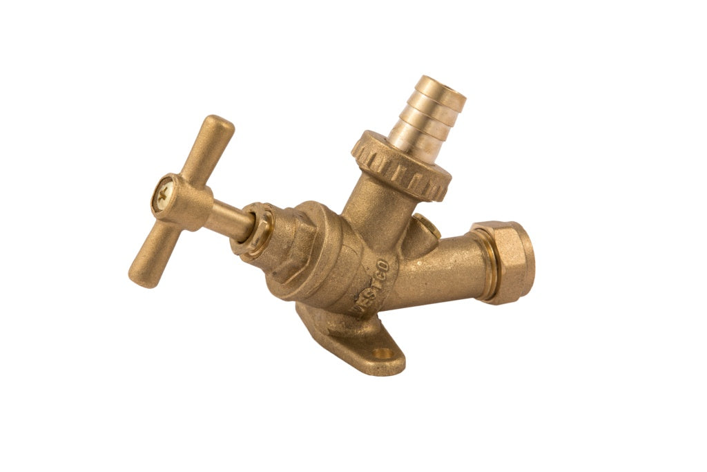Securplumb Bibtap With Check Valve & Wall Plate 1/2"