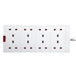 Masterplug 8 Gang 2m White Extension Lead 13amp