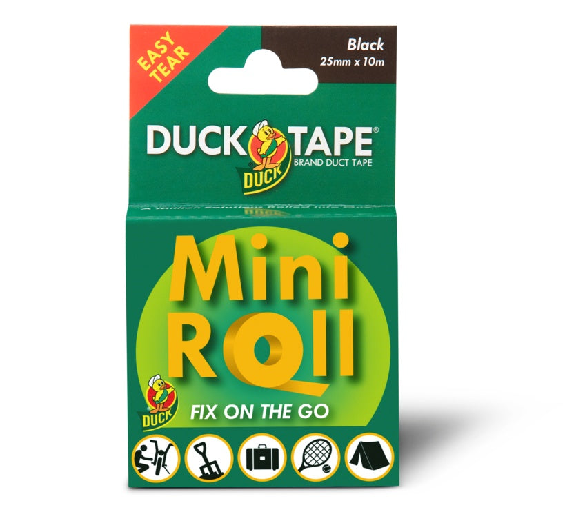 Duck Tape Black Mini Roll 25mm X 10m