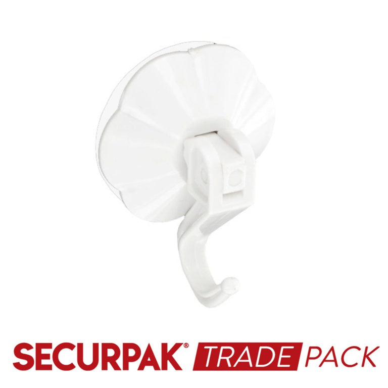 Securpak Suction Hook W.Lever White 50mm 6 Pack