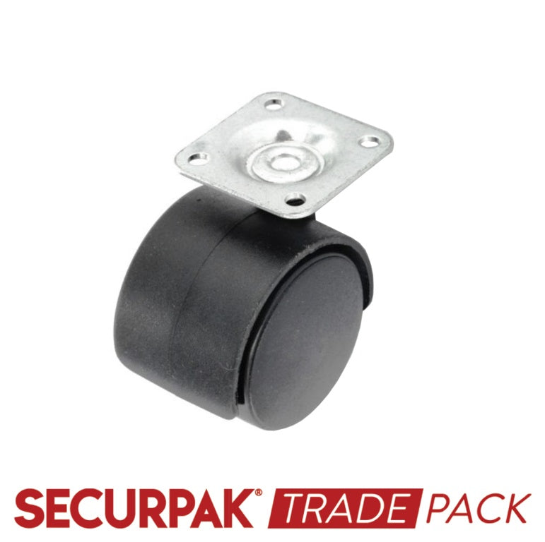 Securpak Twin Wheel Castors Plate 40mm 2 Pack